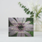 Faith Hope en Love Bijbelvers Briefkaart (Staand voorkant)