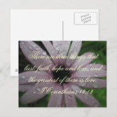 Faith Hope en Love Bijbelvers Briefkaart (Voorkant / Achterkant)