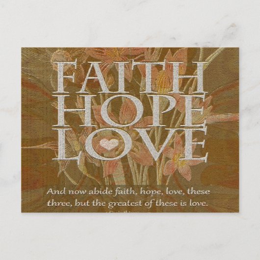 Faith Hope en Love Briefkaart (Voorkant)