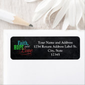 Faith Hope en Love Chalkboard Christmas Christelij Etiket (Insitu)