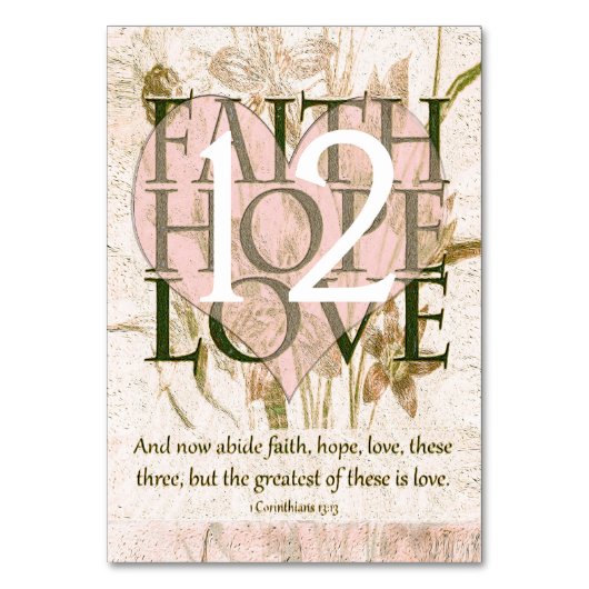 Faith, Hope en Love Kaart (Achterkant)