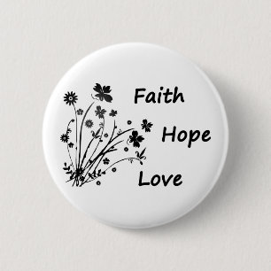 Faith Hope en Love Ronde Button 5,7 Cm
