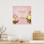 Faith Hope en Love Rozen Poster (Keuken)