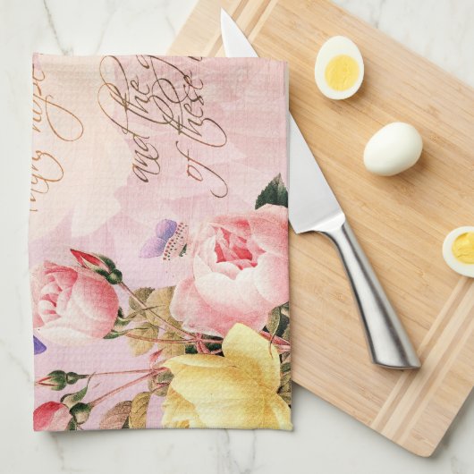 Faith Hope en Love Rozen Theedoek (Quarter Fold)