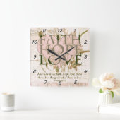 Faith, Hope en Love Vierkante Klok (Huis)