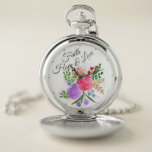 Faith Hope en Love Waterverf Floral Zakhorloge<br><div class="desc">bloemetjesboeket met geloof,  liefde en hoop tekst.</div>