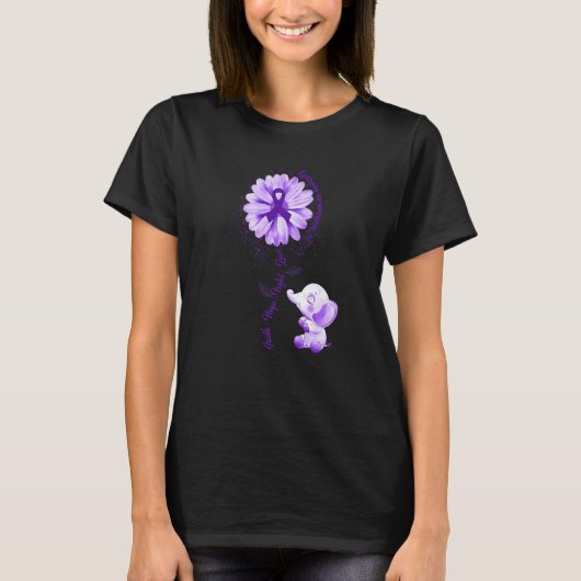 Faith Hope Fight Elephant Epilepsy Bewustheid T-shirt (Voorkant)