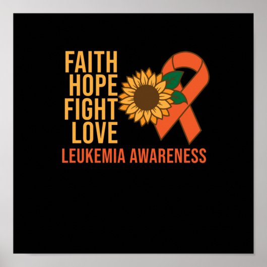 Faith Hope Fight Leukemia Awareness Oranje Poster (Voorkant)
