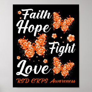 Faith Hope Fight RSD CRPS Awareness Butterfly Poster