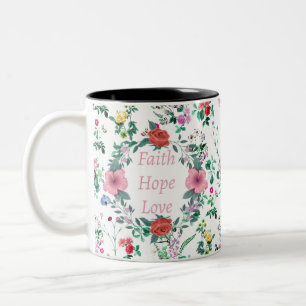 Faith Hope  Floral Tweekleurige Koffiemok