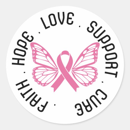 Faith Hope geneest borstkankerlint met vleugels Ronde Sticker (Voorkant)
