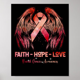 Faith hope houdt van roze borstkanker achteruit poster
