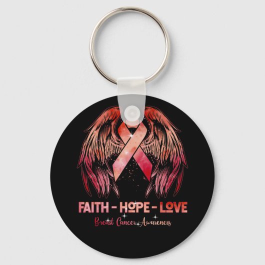 Faith hope houdt van roze borstkanker achteruit sleutelhanger (Voorkant)