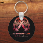 Faith hope houdt van roze borstkanker achteruit sleutelhanger (Voorkant)