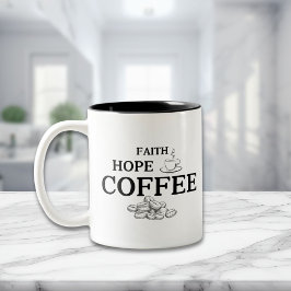 Faith Hope Koffie Typografie Quote Tweekleurige Koffiemok