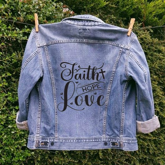 Faith Hope Liefde Christelijk Cross Girly Denim Jacket