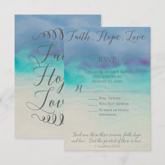 Faith Hope Liefde RSVP Antwoord Kaart (Voorkant / Achterkant)