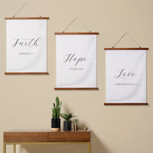 Faith Hope Liefde Set van 3 Wandkunsttapijt Hangend Wandkleed