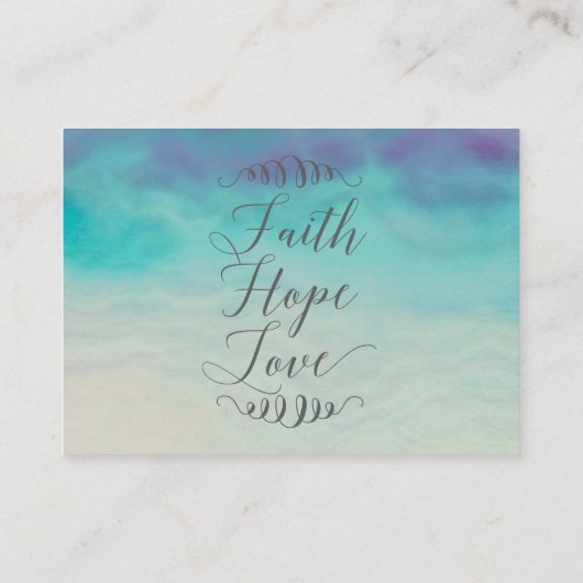 Faith Hope Liefde Waterverf Bruiloft Informatiekaartje (Achterkant)