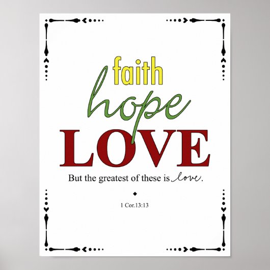 Faith - Hope - Love - 1 Cor. 13:13 Poster (Voorkant)