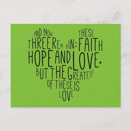 Faith Hope Love 1 Corinthians 13:13 Briefkaart (Voorkant)