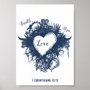 Faith Hope Love 1 Corinthians 13:13 Wall Art Poster