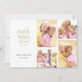 Faith Hope Love 4-Foto Collage Family Kerstmis Feestdagenkaart (Voorkant)