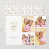 Faith Hope Love 4-Foto Collage Family Kerstmis Feestdagenkaart (Voorkant / Achterkant)