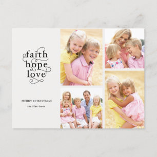 Faith Hope Love 4-Photo Family Kerstmis Briefkaart