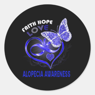 Faith Hope Love Alopecia Awareness Heart Butterfly Ronde Sticker