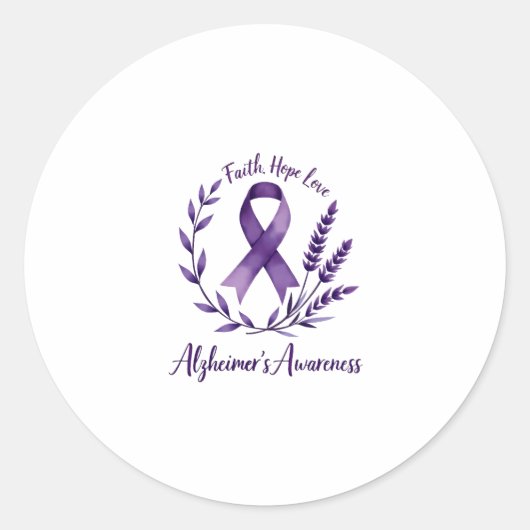 Faith Hope Love Alzheimer's Awareness Dragonfly (1 Ronde Sticker (Voorkant)