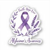 Faith Hope Love Alzheimer's Awareness Dragonfly (1 Sticker (Voorkant)