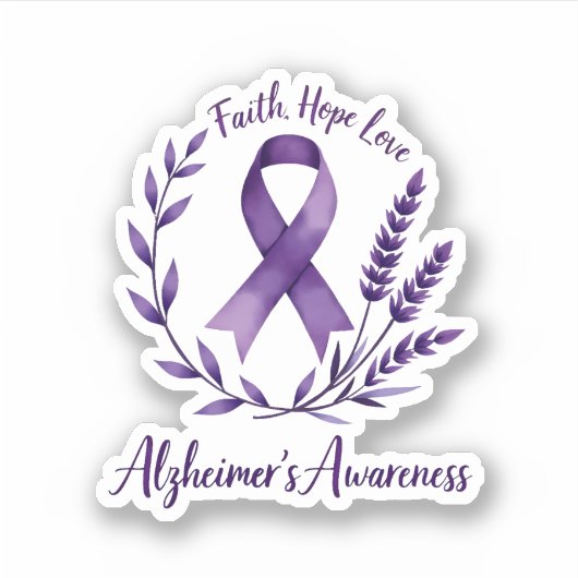 Faith Hope Love Alzheimer's Awareness Dragonfly (1 Sticker (Voorkant)