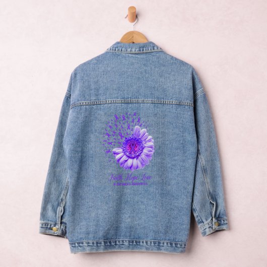 Faith Hope Love Alzheimer's Awareness Survivor Fig Denim Jacket (Hangar)