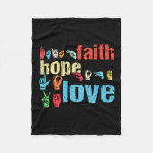 Faith Hope Love Amerikaanse Gebarentaal Christelij Fleece Deken (Voorkant)