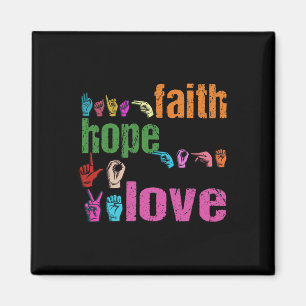 Faith Hope Love Amerikaanse Gebarentaal Christelij Magneet