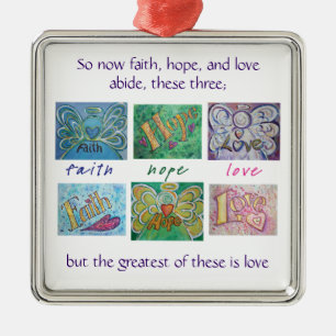 Faith Hope Love Angel Art Collage Ornament Pendant