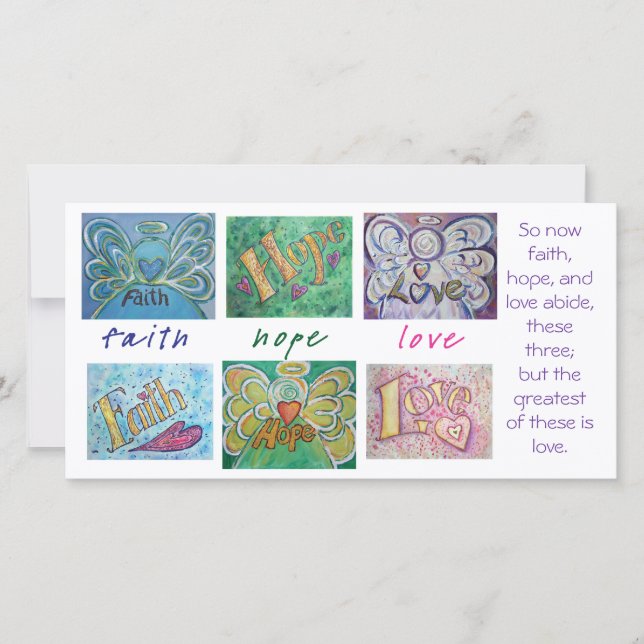 Faith Hope Love Angel Word Art Collage Photo Card (Voorkant)