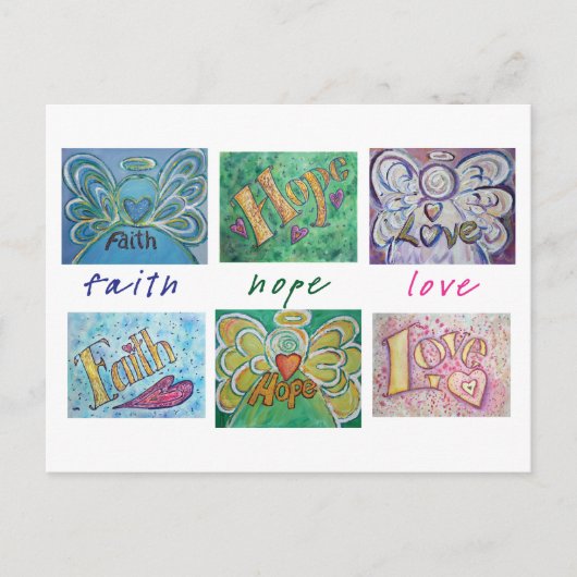 Faith Hope Love Angel Word Collage Briefkaart (Voorkant)