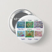 Faith Hope Love Angel Word Collage Button of Pin (Voorkant /achterkant)