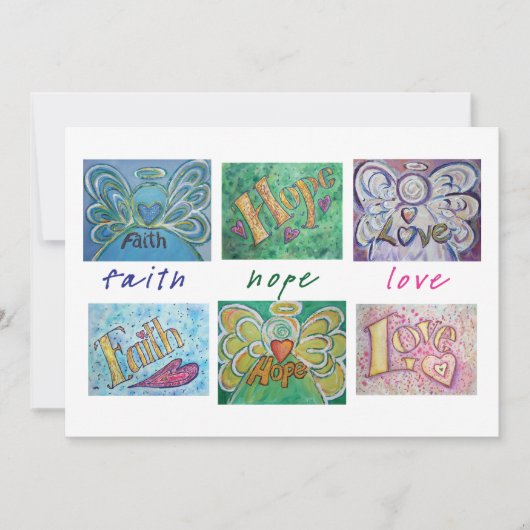 Faith Hope Love Angel Word Collage Invitation Kaart (Voorkant)