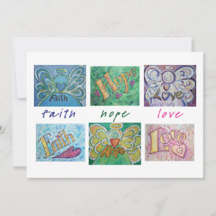 Faith Hope Love Angel Word Collage Invitation Kaart