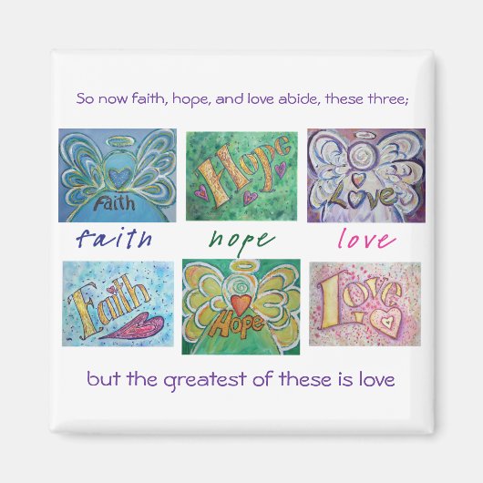 Faith Hope Love Angel Word Collage Magnet (Voorkant)