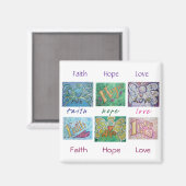 Faith Hope Love Angel Word Collage Magnet (Voorkant / Achterkant)