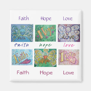 Faith Hope Love Angel Word Collage Magnet