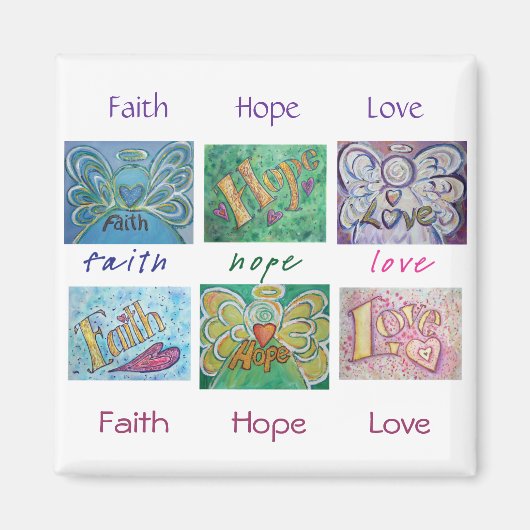 Faith Hope Love Angel Word Collage Magnet (Voorkant)