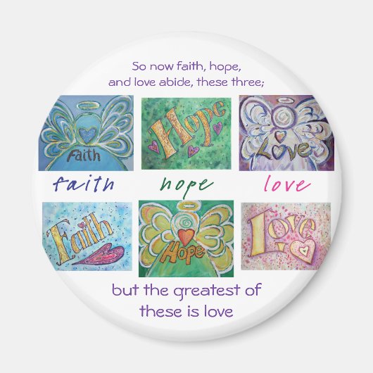 Faith Hope Love Angel Word Collage Magnet (Voorkant)