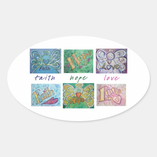 Faith Hope Love Angel Word Collage Sticker (Voorkant)