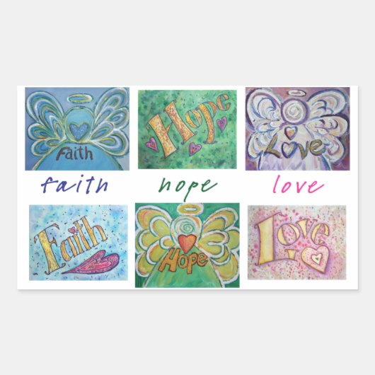 Faith Hope Love Angel Word Collage Sticker (Voorkant)