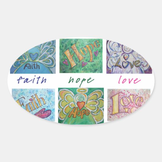 Faith Hope Love Angel Word Collage Sticker (Voorkant)